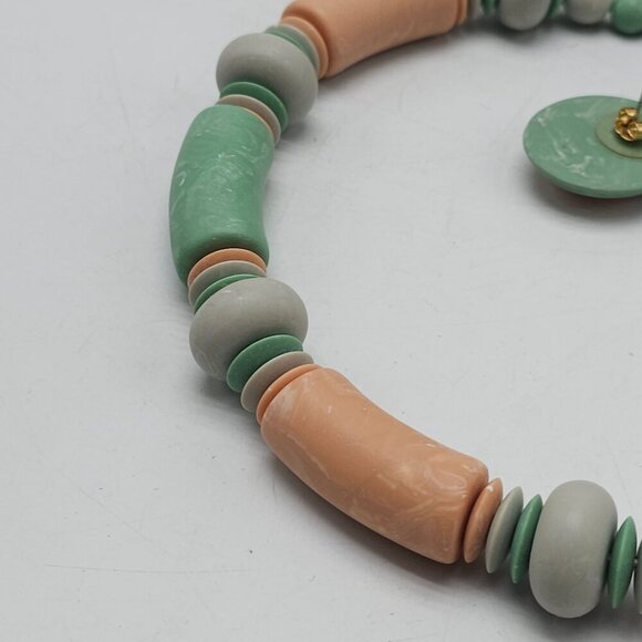 Avon 1987 Pastel Sunbleached Colors Choker Earring Set Peach Mint Grey - Picture 5 of 6
